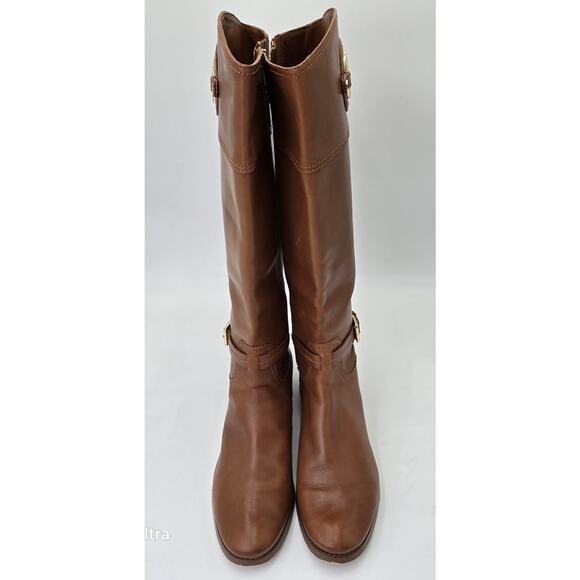 Michael Kors Stockard Cognac Brown Leather Riding Tall Boots Knee High Women 10M - Picture 4 of 11